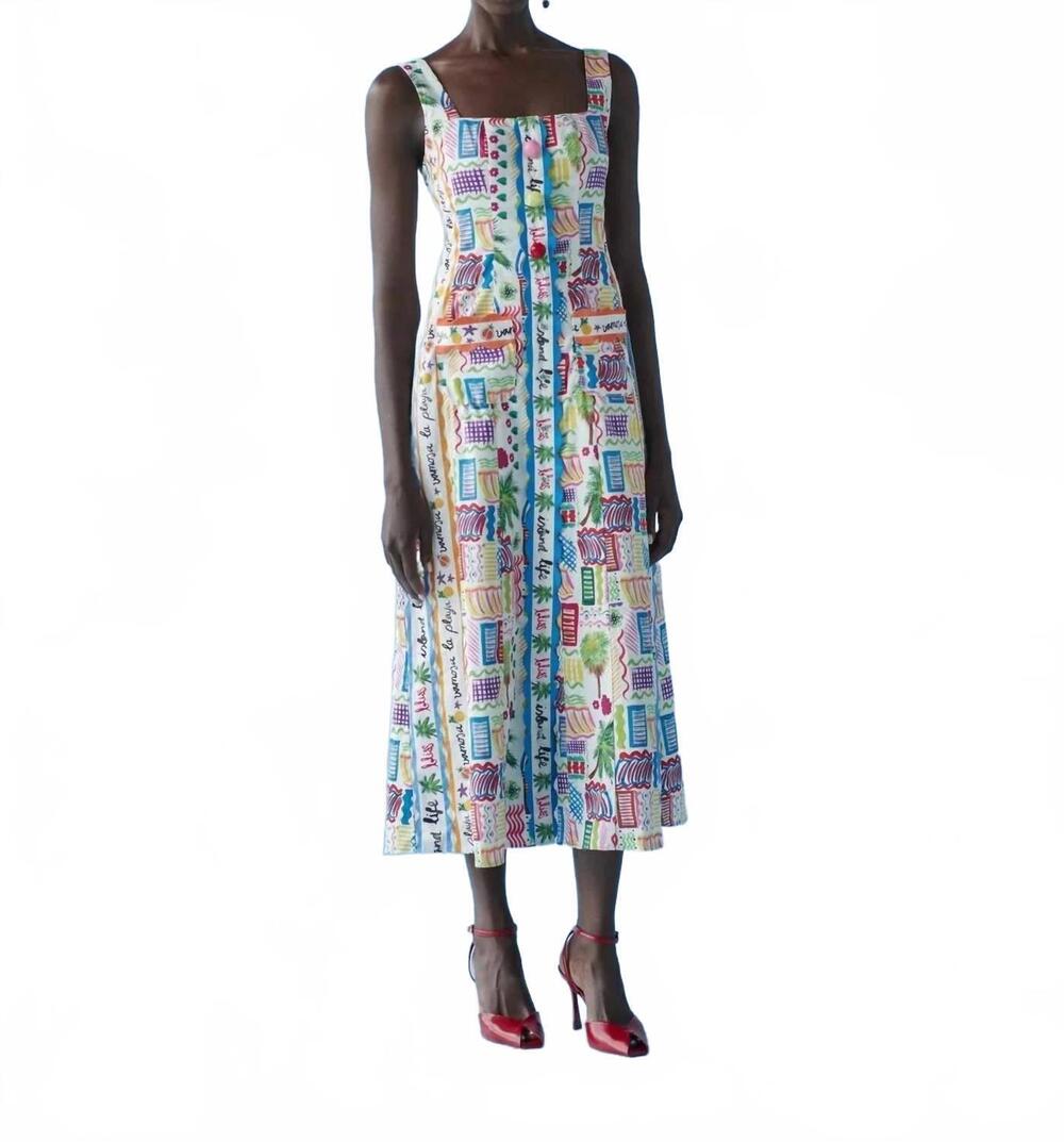 NEW CELIA B bunya midi dress in white multi